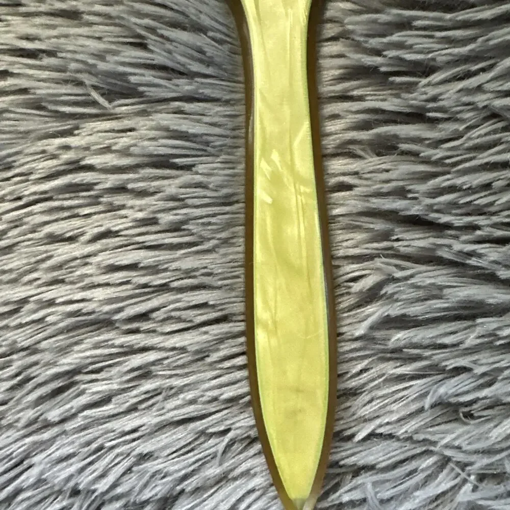 Vintage Art Deco Celluloid Hand Mirror Butterscotch Yellow Pearlized Vanity